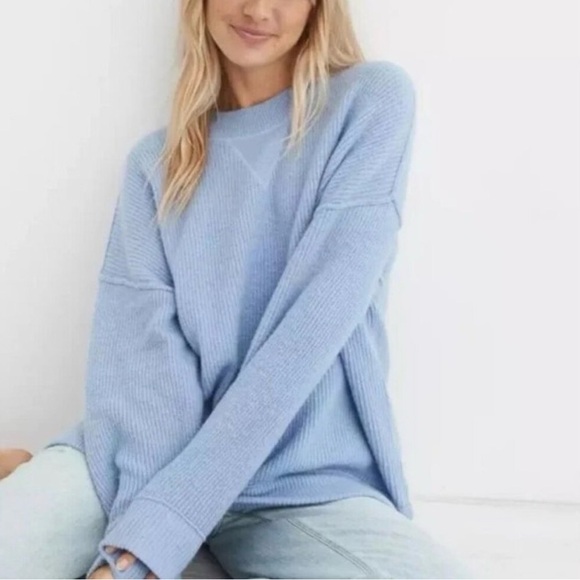 aerie Sweaters - Aerie size small oversized Soft Blue Crew Neck Sweater